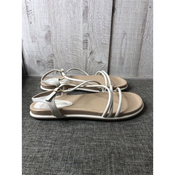 Dream Pairs Womens Sandals Size 8.5 Ivory Flat Criss Cross Strappy Summer Cruise - Picture 2 of 8
